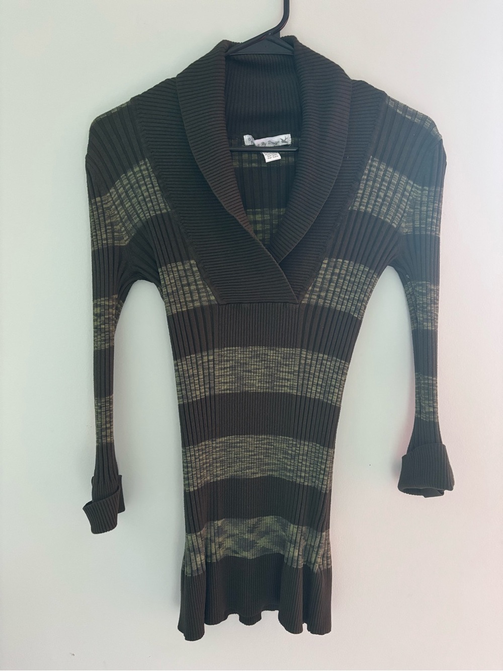 Love By Design Green Ribbed Shawl sweater